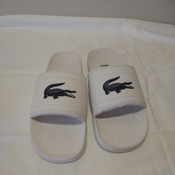 Lacoste Shoes - Lacoste White and Blue Fraisier Sliders